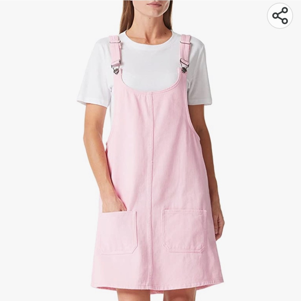 Pink Corduroy Overall Dress